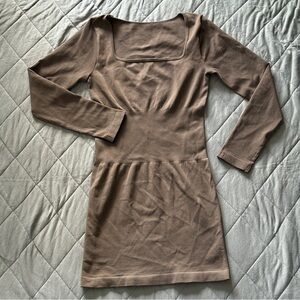 Chic Long Sleeve Brown Dress
